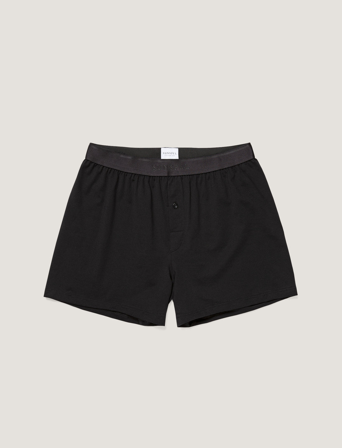 Men's Superfine Cotton One-Button Boxer Shorts in Black