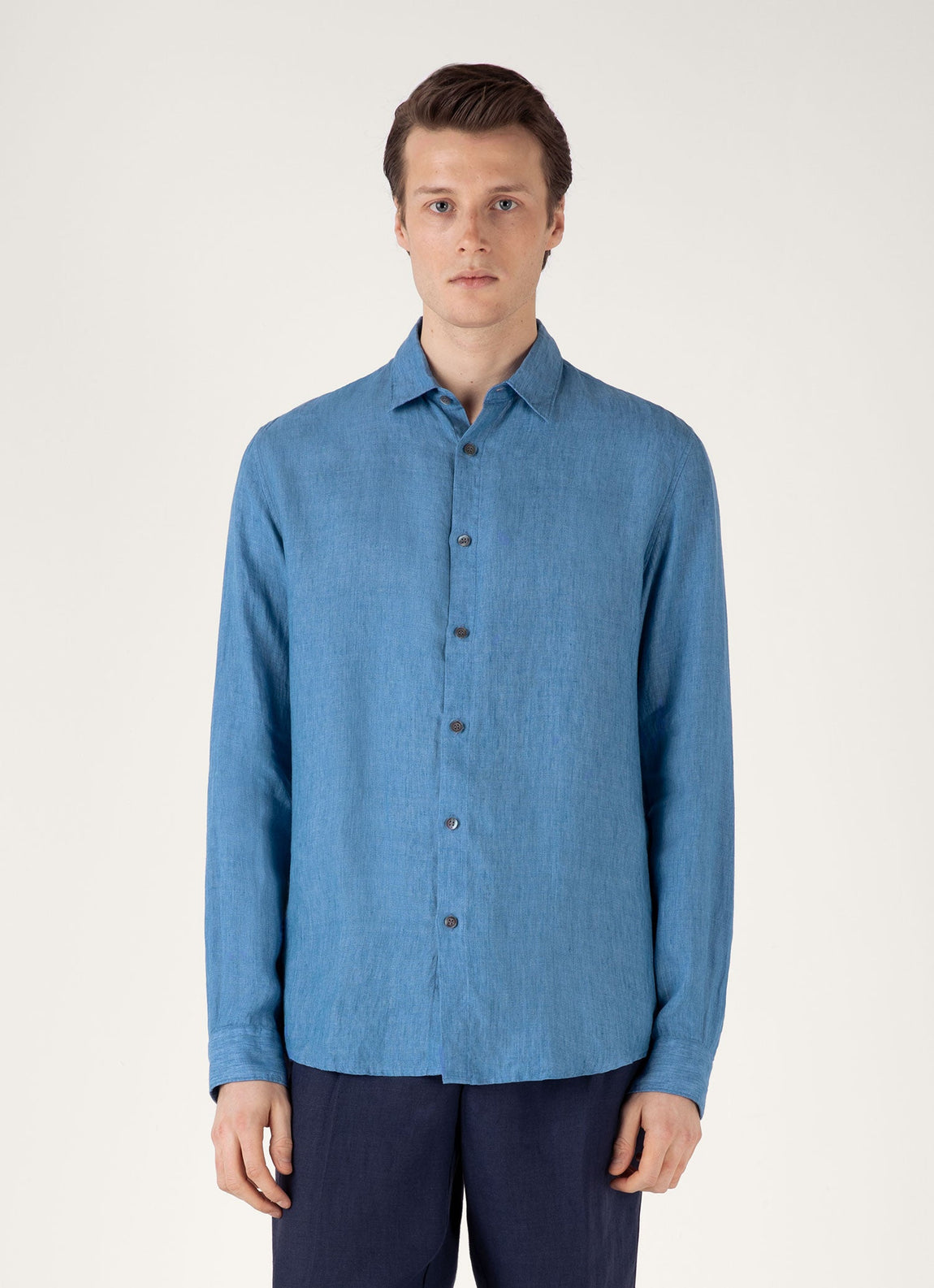 Men's Linen Shirt in Cool Blue