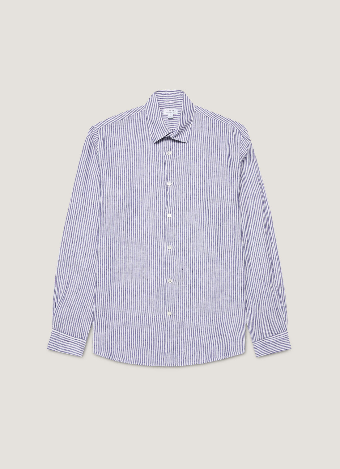 Men's Linen Shirt in Navy/White