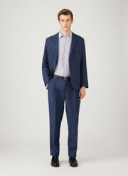 Men's Linen Shirt in Navy/White