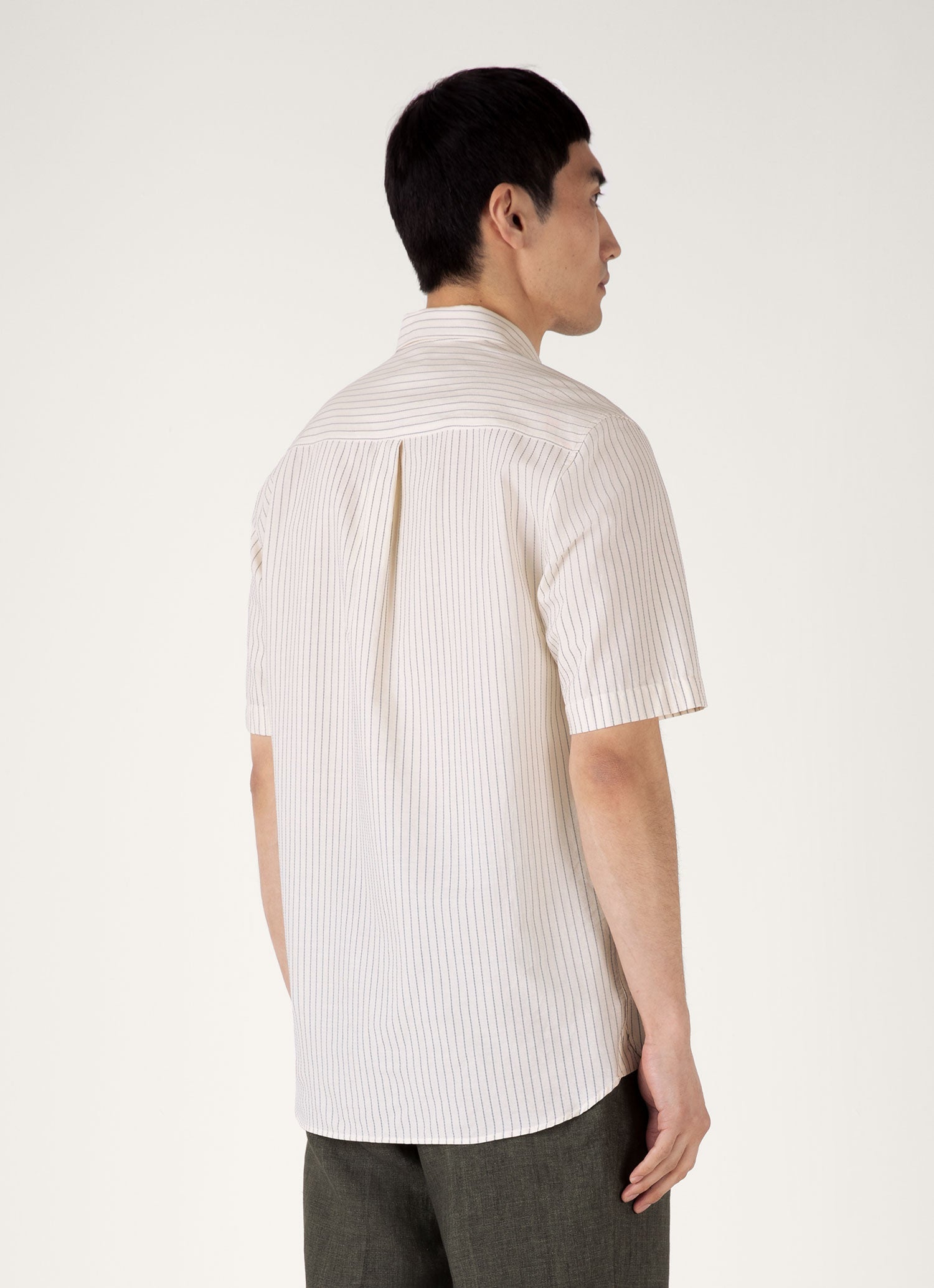 Men's Short Sleeve Vintage Stripe Shirt in Vintage Blue/Ecru