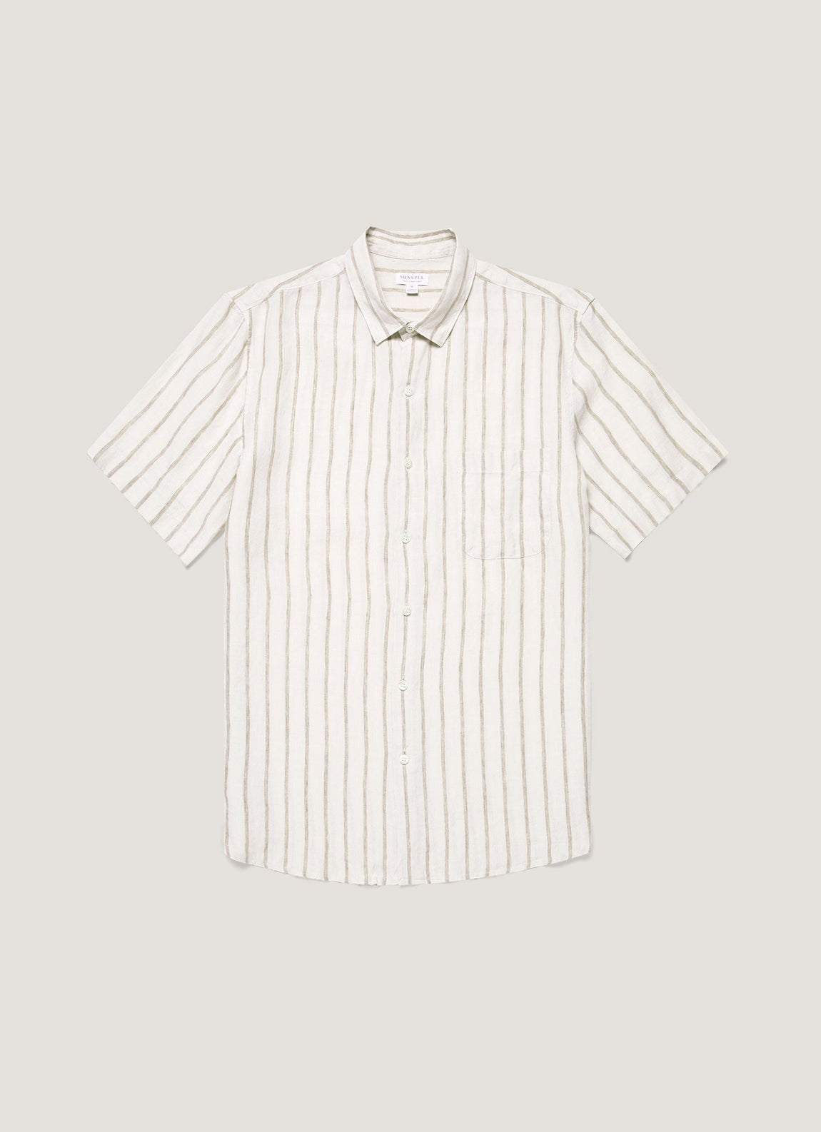 Men's Short Sleeve Linen Shirt in Dune/Ecru