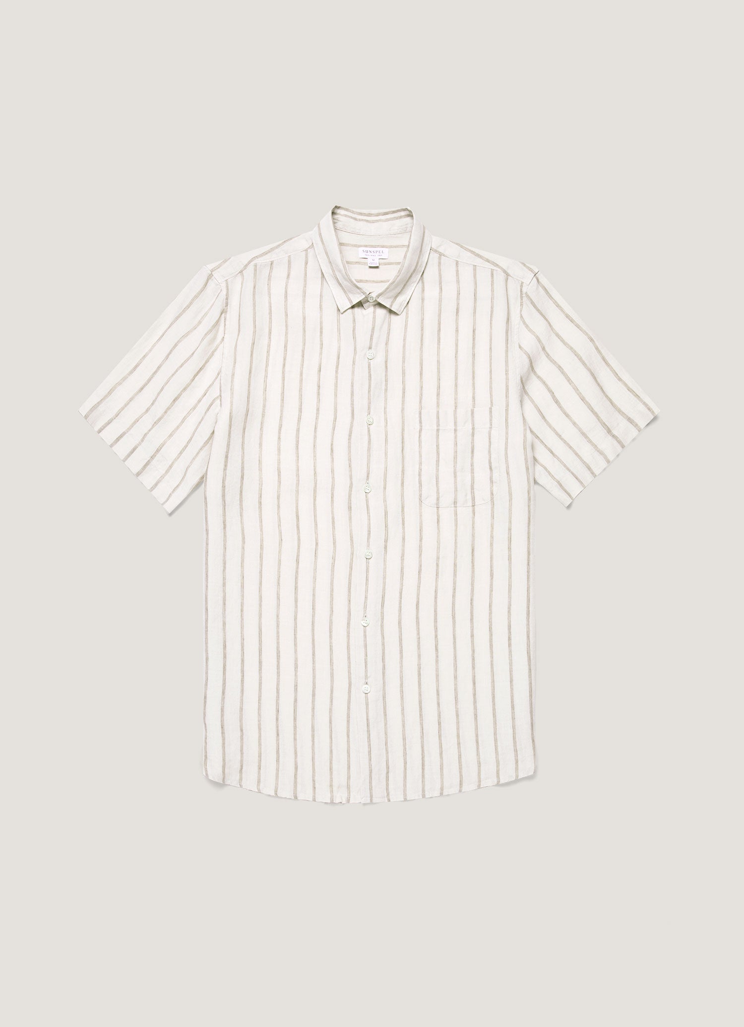 Men's Short Sleeve Linen Shirt in Dune/Ecru