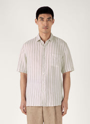 Men's Short Sleeve Linen Shirt in Dune/Ecru