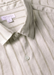 Men's Short Sleeve Linen Shirt in Dune/Ecru
