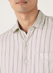 Men's Short Sleeve Linen Shirt in Dune/Ecru