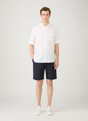 Men's Short Sleeve Linen Shirt in White