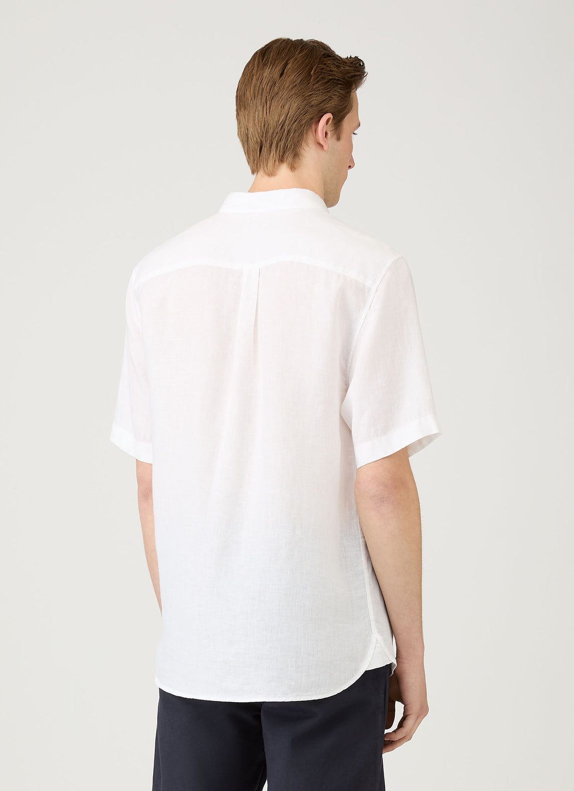Men's Short Sleeve Linen Shirt in White