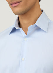 Men's Cotton Stretch Shirt in Light Blue/White