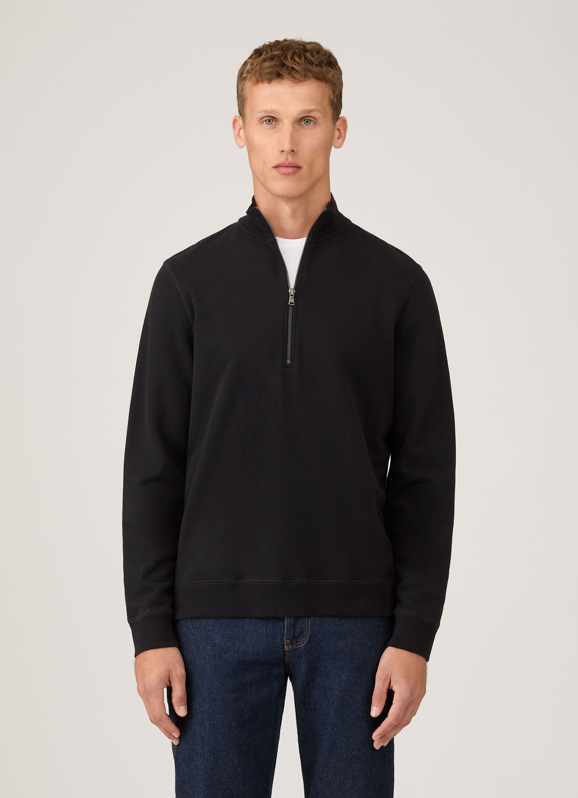 Men's Half Zip Loopback Sweatshirt in Black