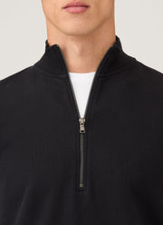 Men's Half Zip Loopback Sweatshirt in Black