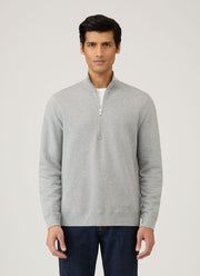 Men's Half Zip Loopback Sweatshirt in Grey Melange