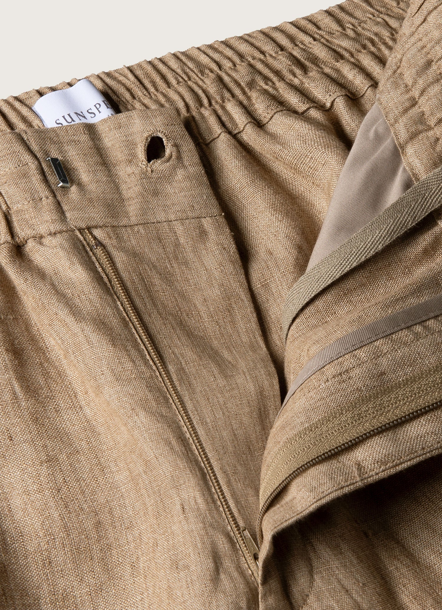 Men's Linen Drawstring Trouser in Dune Melange