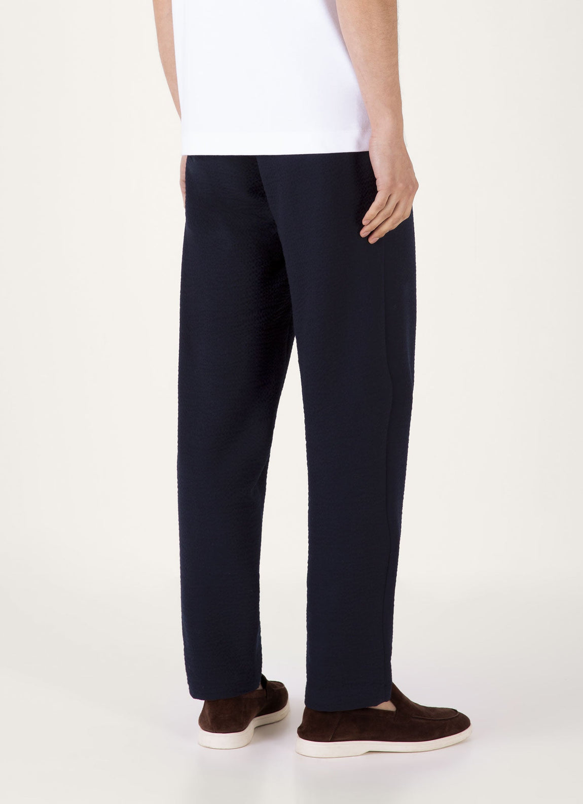 Men's Seersucker Wool Trouser in Navy