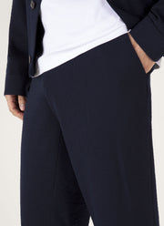 Men's Seersucker Wool Trouser in Navy