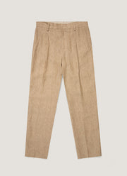 Men's Pleated Linen Trouser in Dune Melange