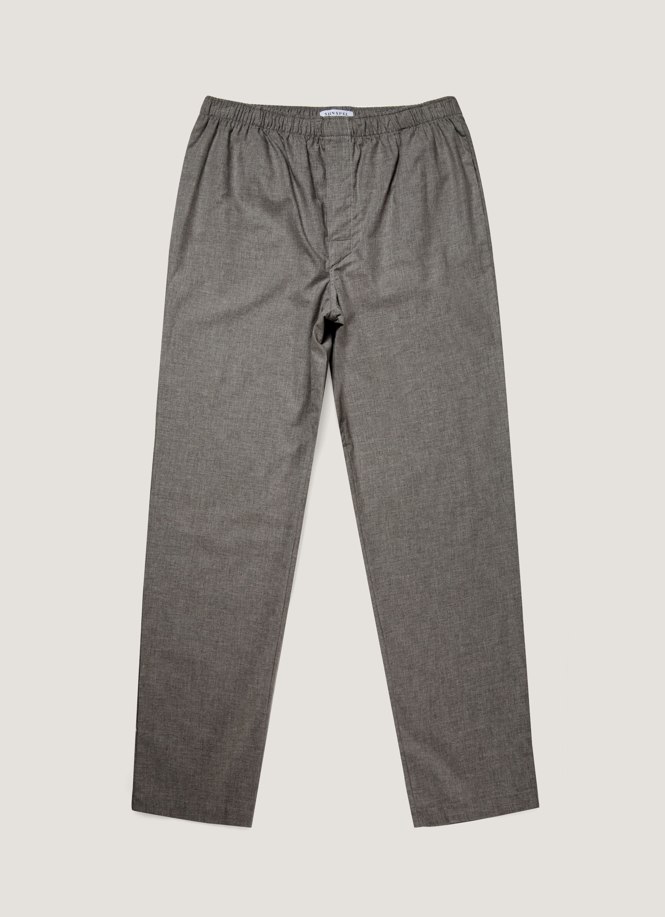 Men's Cotton Flannel Pyjama Trouser in Mid Grey Melange