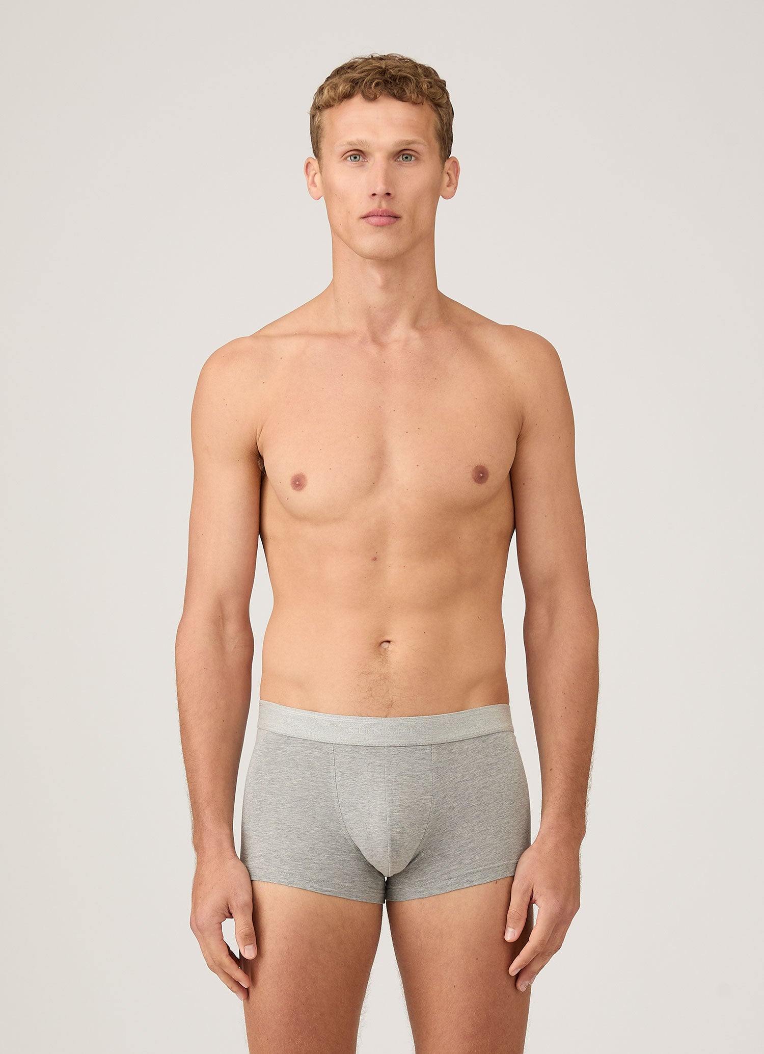 Men's Stretch Cotton Trunks in Grey Melange