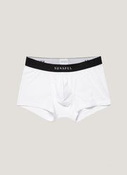 Men's Logo Stretch Cotton Trunks in White/Black