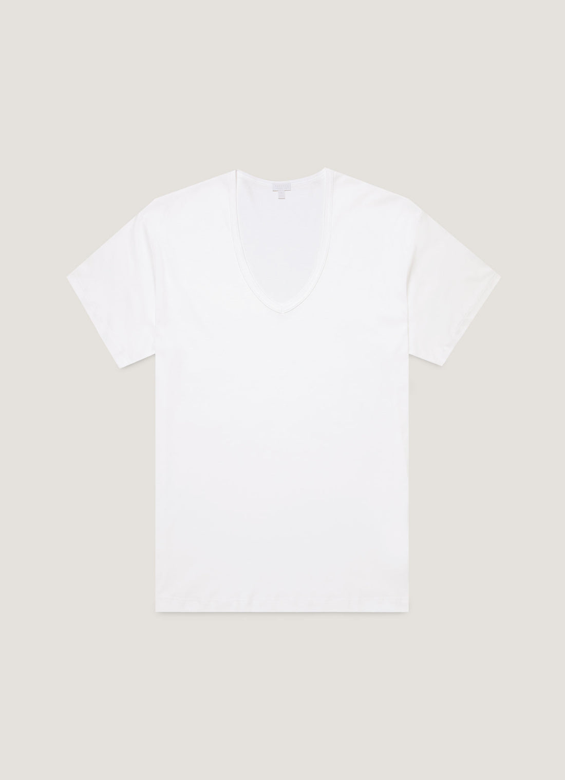 Men's Sea Island Cotton V-neck Underwear T-shirt in White