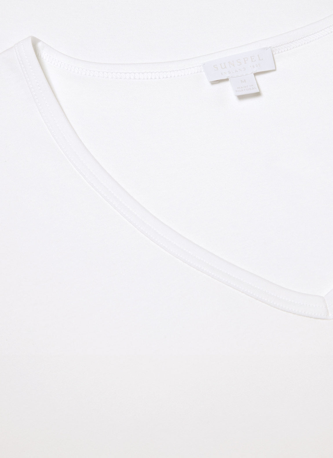 Men's Sea Island Cotton V-neck Underwear T-shirt in White