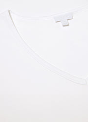 Men's Sea Island Cotton V-neck Underwear T-shirt in White