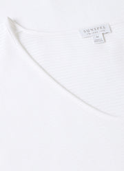 Men's Cellular Cotton V-neck Underwear T-shirt in White