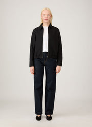 Women's Cotton Raffia Bomber Jacket in Black