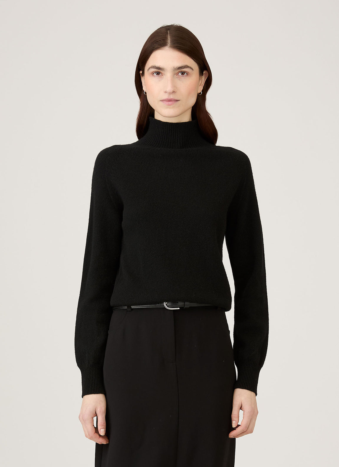Women's Lambswool Funnel Neck Jumper in Black