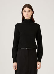 Women's Lambswool Funnel Neck Jumper in Black