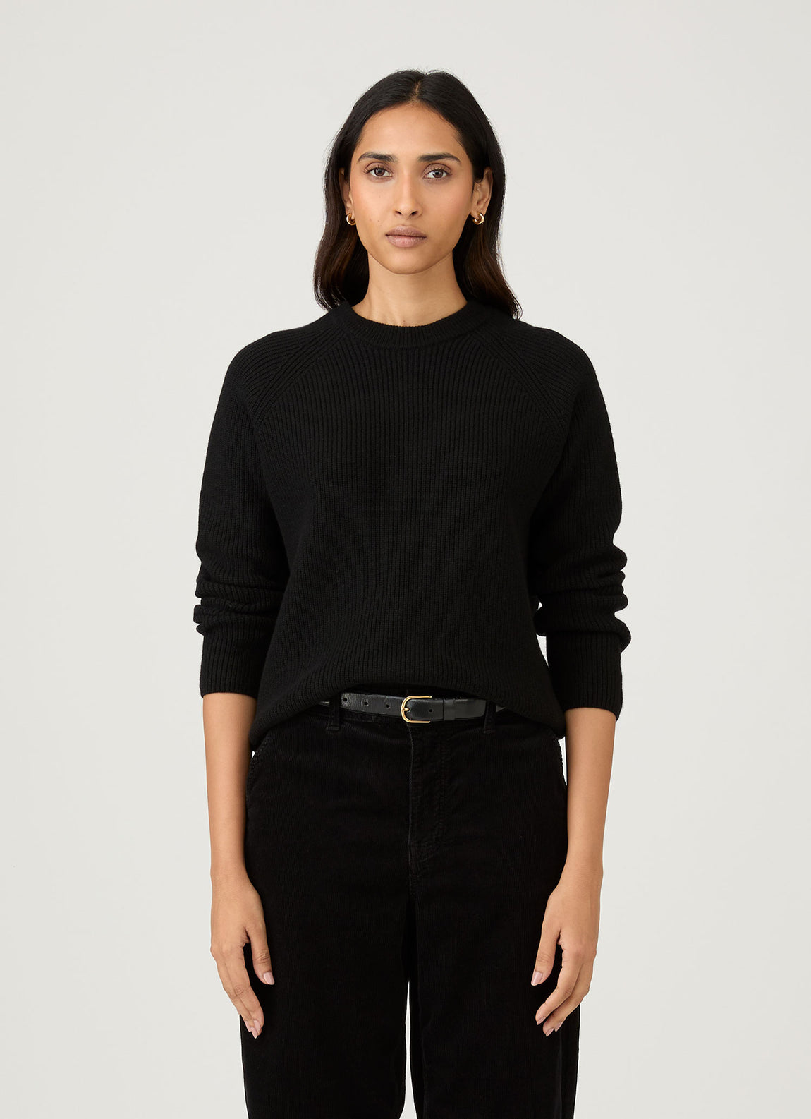 Women's Wool Cashmere Rib Jumper in Black