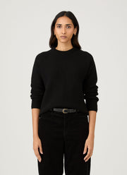 Women's Wool Cashmere Rib Jumper in Black