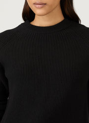Women's Wool Cashmere Rib Jumper in Black