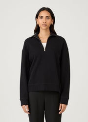 Women's Half Zip Loopback Sweatshirt in Black