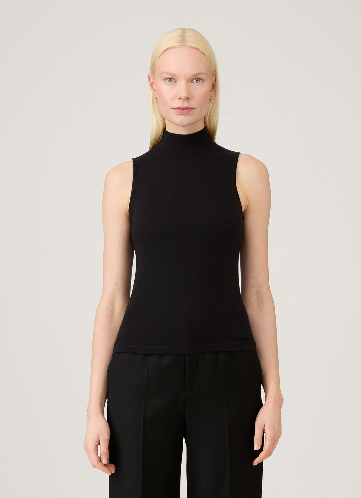 Women's Sleeveless High Neck Top in Black