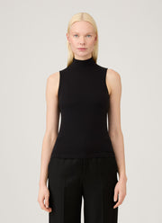 Women's Sleeveless High Neck Top in Black