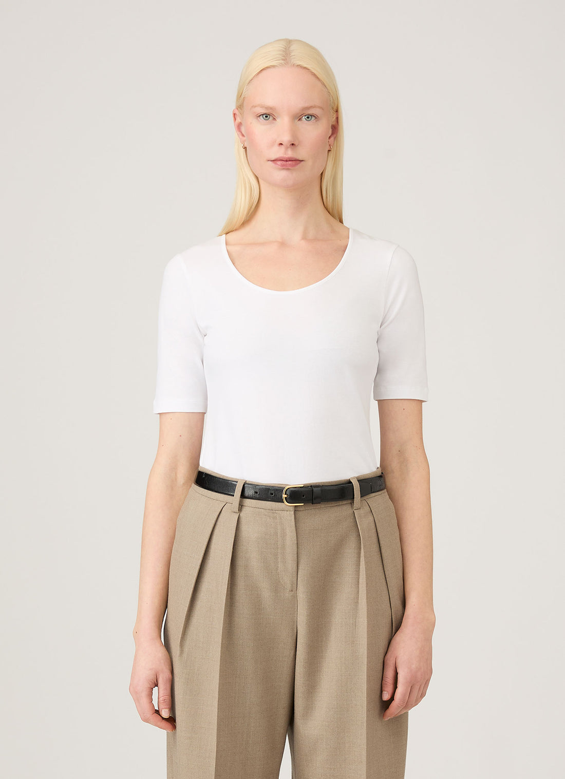 Women's Stretch Cotton Scoop Top in White