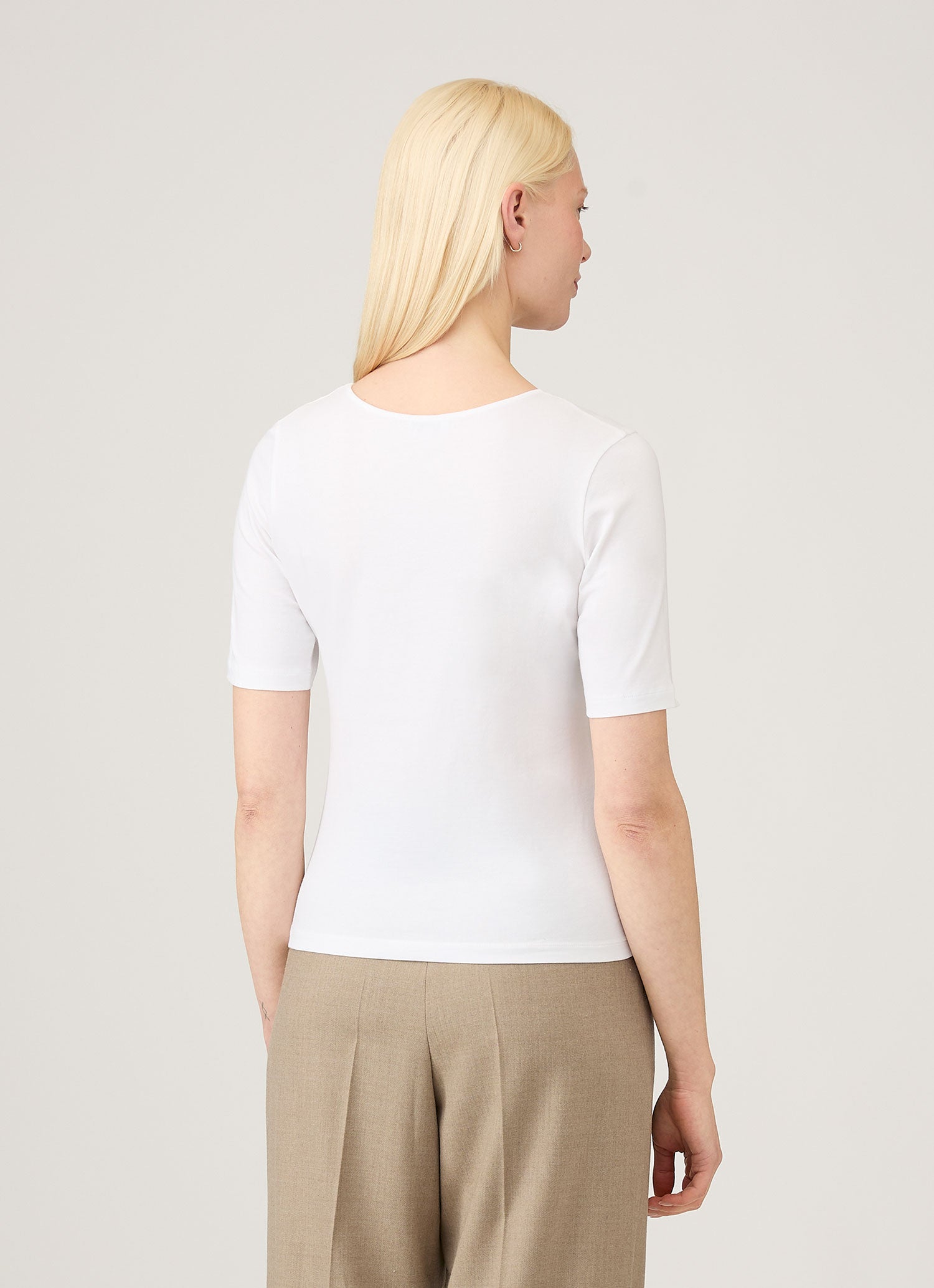 Women's Stretch Cotton Scoop Top in White