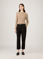 Women's Cotton Tapered Trouser in Black