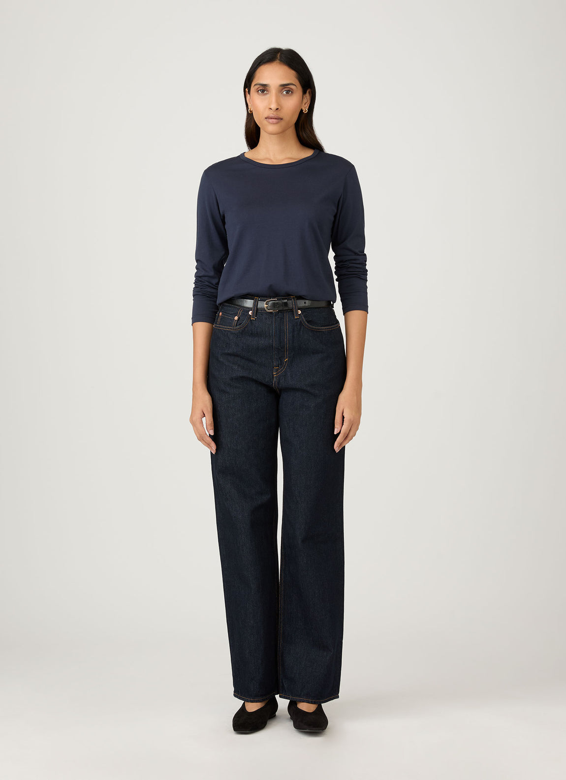 Women's Long Sleeve Classic T-shirt in Navy