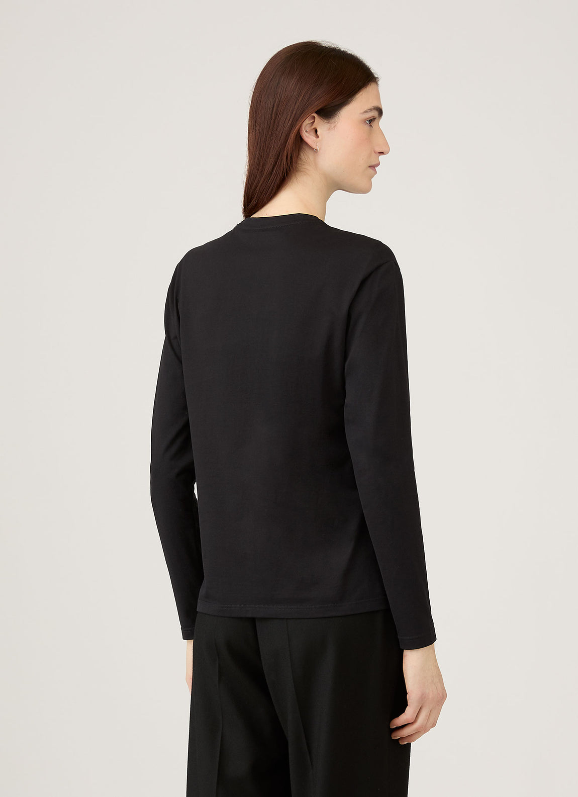 Women's Long Sleeve Boy Fit T-shirt in Black