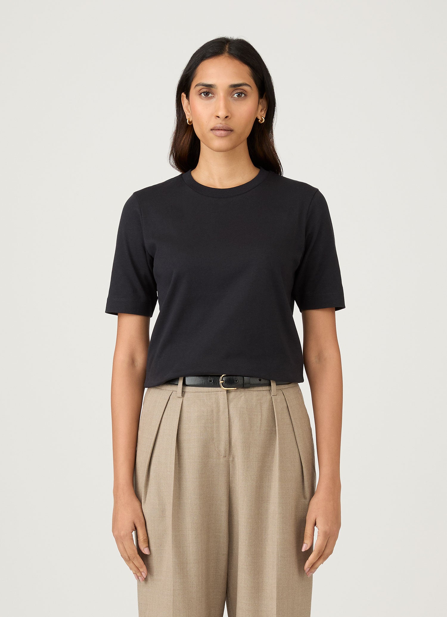 Women's Mid Sleeve T-shirt in Black