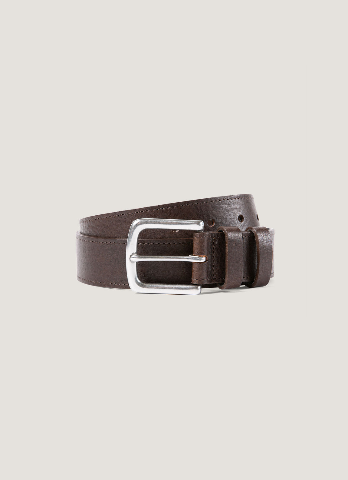 Men's Grained Leather Belt in Brown