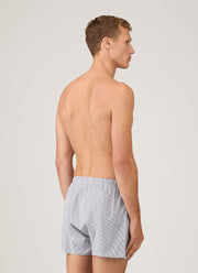 Men's Classic Boxer Shorts in White/Navy Pinstripe