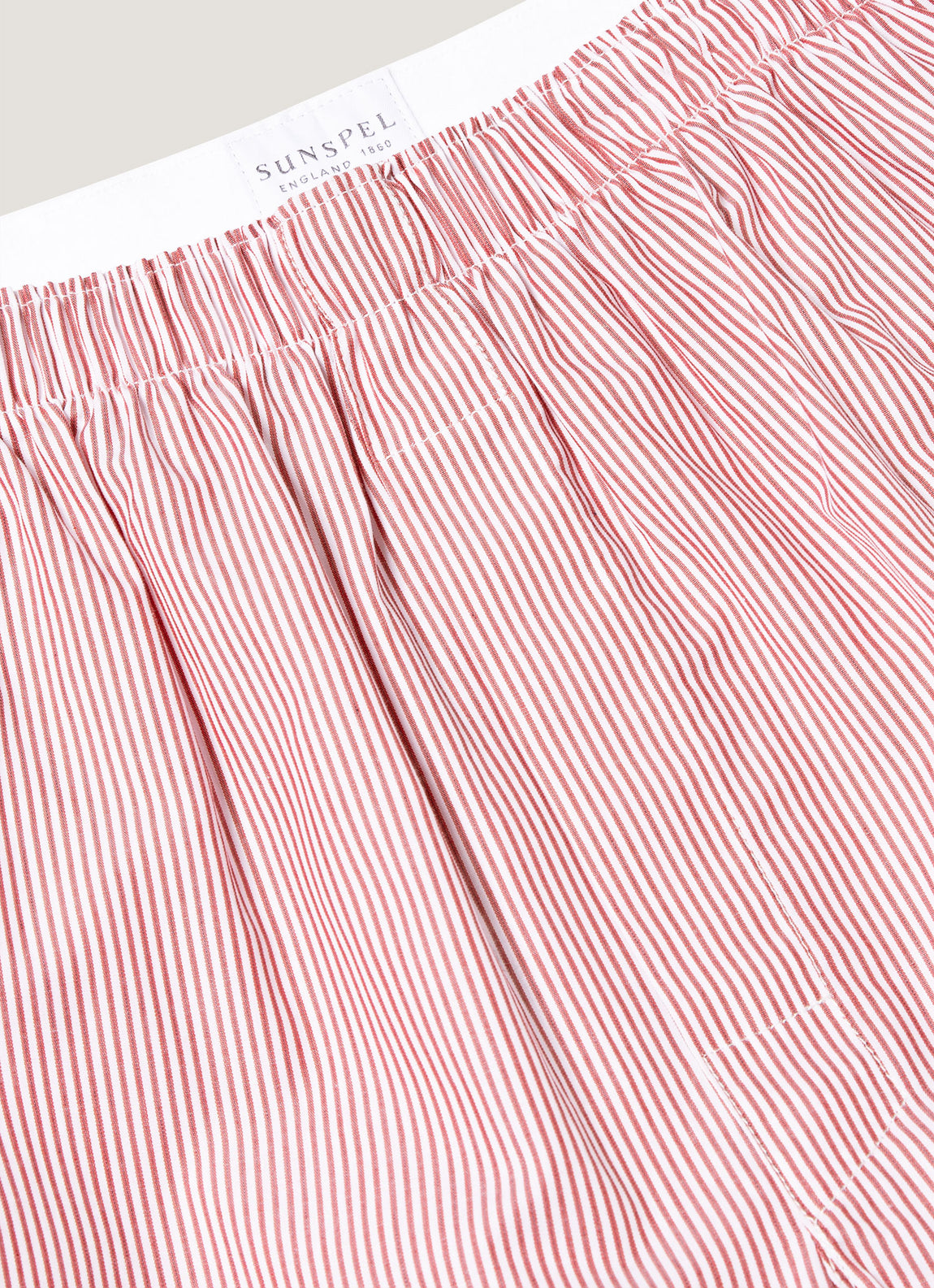 Men's Classic Boxer Shorts in White/Red/Navy Pinstripe