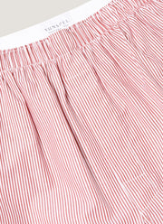 Men's Classic Boxer Shorts in White/Red/Navy Pinstripe