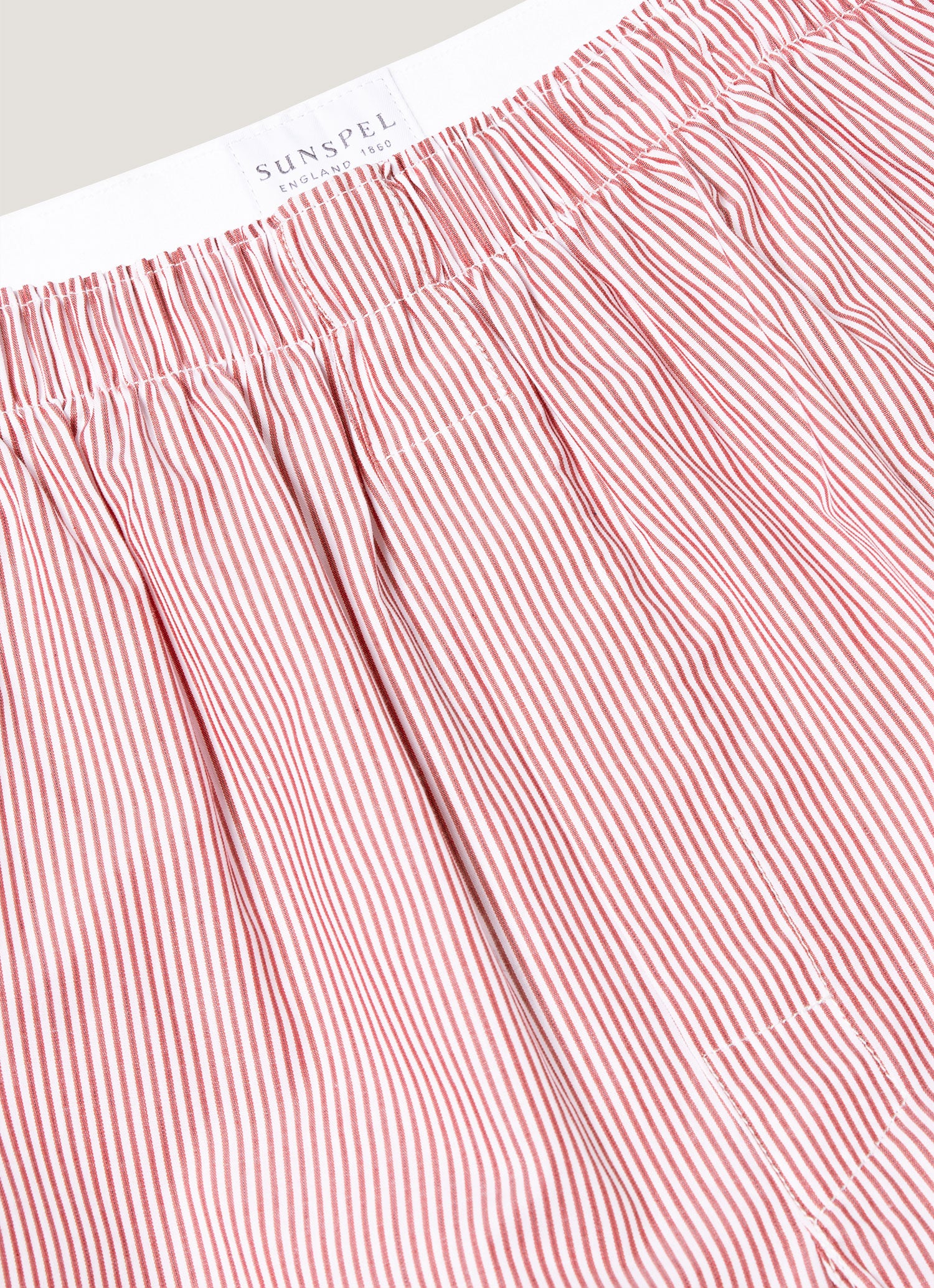 Men's Classic Boxer Shorts in White/Red/Navy Pinstripe