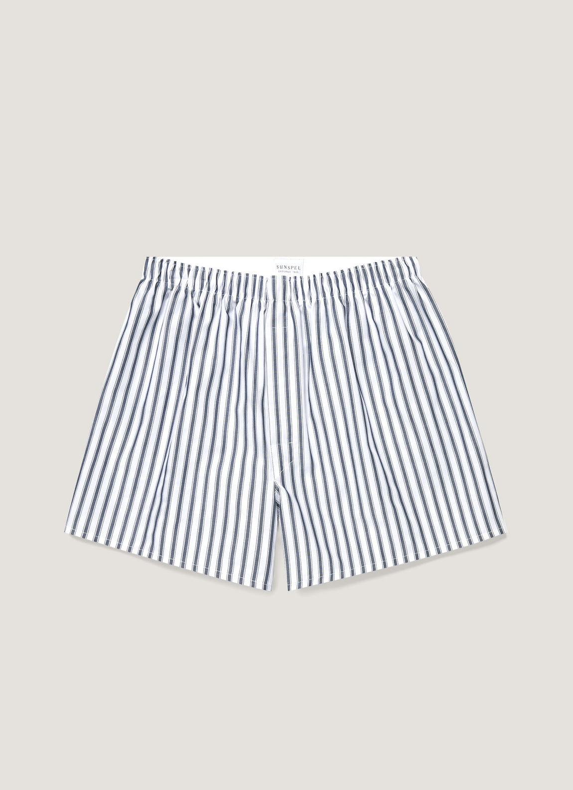 Men's Classic Boxer Shorts in White/Navy Stripe