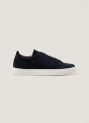 Men's Suede Tennis Shoe in Light Navy
