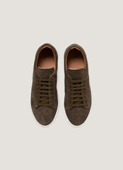 Men's Suede Tennis Shoe in Dark Moss